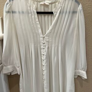 Joie Ivory Pleated Button-Front Blouse